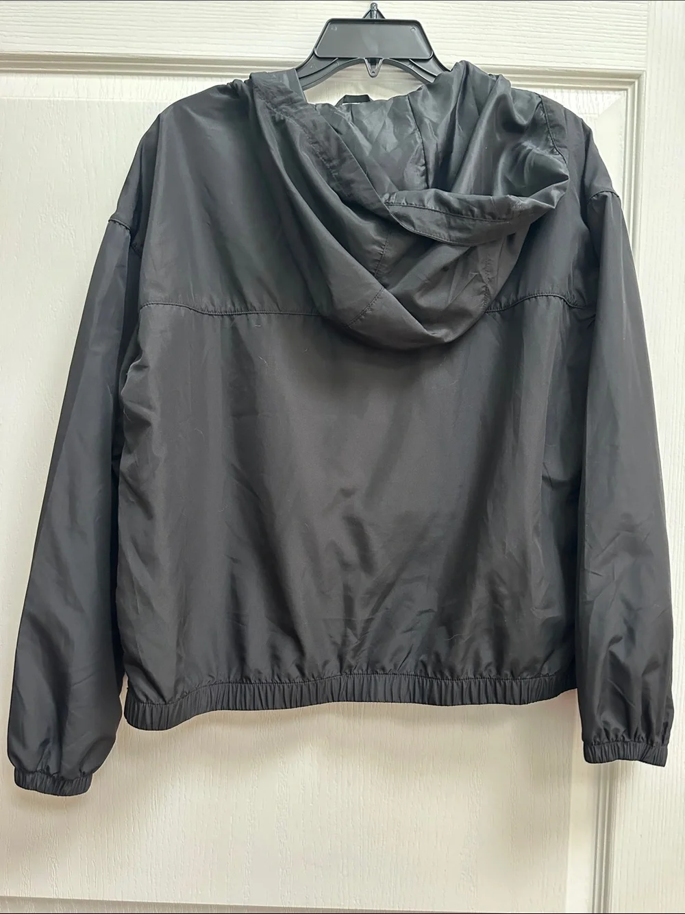 Justice Black Jacket with Pink Logo and Light Green Zipper Trim